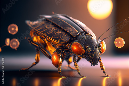 macro photography beetle sci-fi. Generative AI