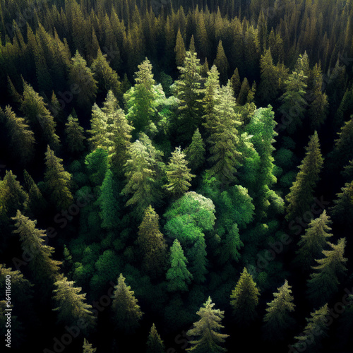 Aerial View of Boreal Forest  Green Canopy and Nature s Beauty Generative