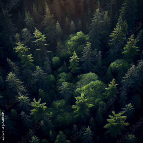 Aerial View of Boreal Forest  Green Canopy and Nature s Beauty Generative