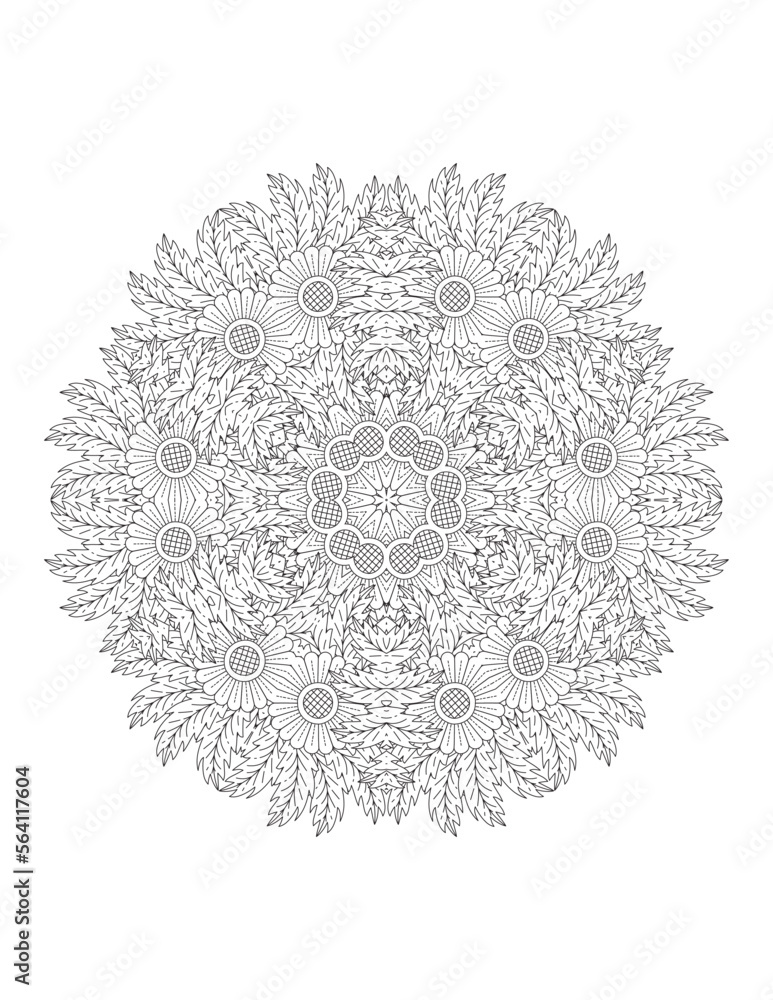 Flower. Flower Mandala. Mehndi. tattoo. decoration. Decorative ornament in ethnic oriental style. Coloring book page. Floral Mandala. Decoration in ethnic oriental. Indian style. Yoga template.