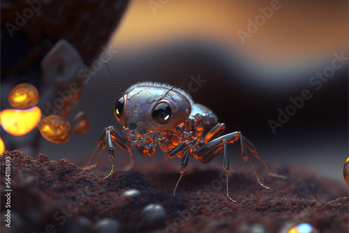 Macro photography ant sci-fi. Generative AI