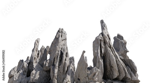 Spiky rocks Isolated on white background 3d illustration