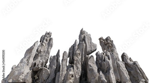 Spiky rocks Isolated on white background 3d illustration