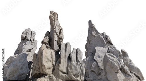 Spiky rocks Isolated on white background 3d illustration