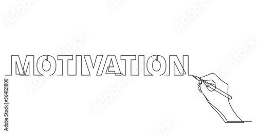 continuous line drawing vector illustration with FULLY EDITABLE STROKE of hand drawing business word of motivation