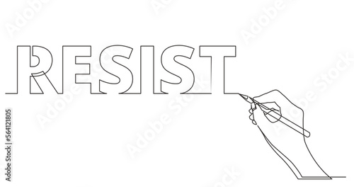 continuous line drawing vector illustration with FULLY EDITABLE STROKE of hand drawing business word of resist