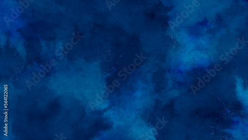 dark blue watercolor background. navy blue watercolor and paper texture. beautiful dark gradient hand drawn by brush grunge background. watercolor wash aqua painted texture close up, grungy design. © Aquarium