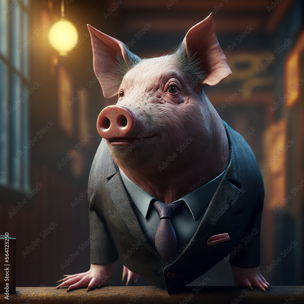 pig in a suit. Generative AI - obrazy, fototapety, plakaty 