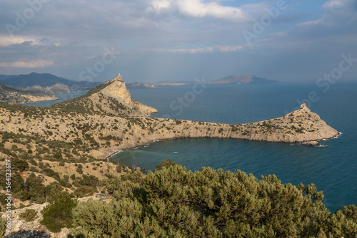 Top view of Cape Kapchik, Blue Bay and Mount Koba-Kaya. Crimea