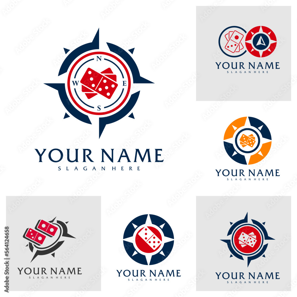Set of Compass Domino logo vector template, Creative Domino logo design concepts