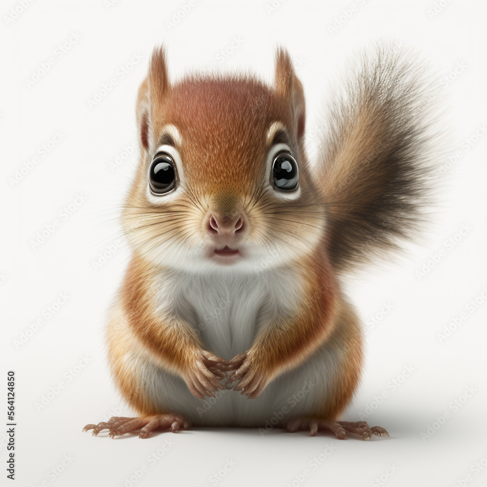 Fototapeta premium super cute baby squirrel - realistic illustration