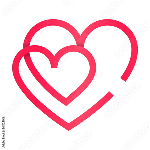 two hearts line icon vector illustration