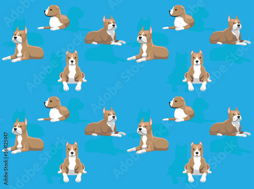 Fototapeta Naklejka Na Ścianę i Meble -  Dog Staffordshire Terrier Cartoon Character Seamless Wallpaper Background