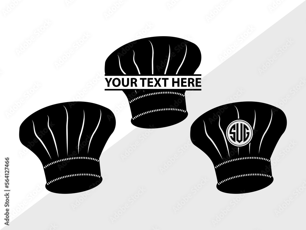 Chef Hat Monogram, Chef Hat Silhouette, Chef Hat SVG, Cook Hat Svg