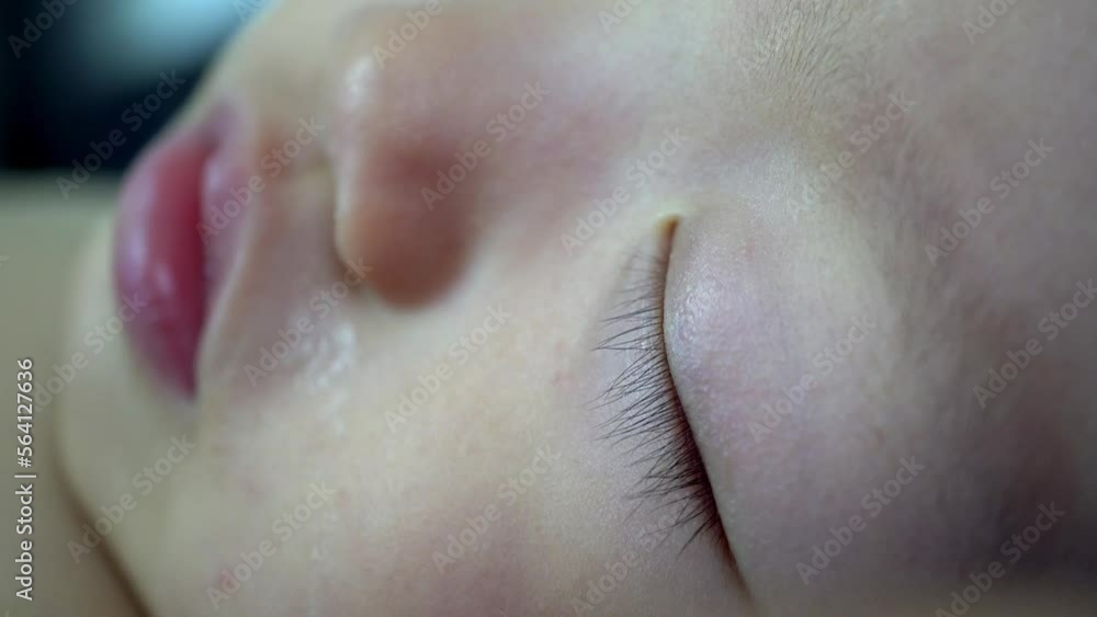 Close up the eyelash of baby boy sleeping