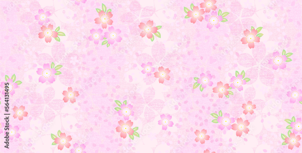 Japanese-style cherry blossom pattern 和風桜柄の背景　テキスタイルのシームレスデザイン素材 