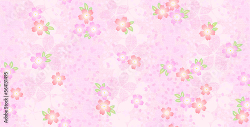Japanese-style cherry blossom pattern 和風桜柄の背景 テキスタイルのシームレスデザイン素材 