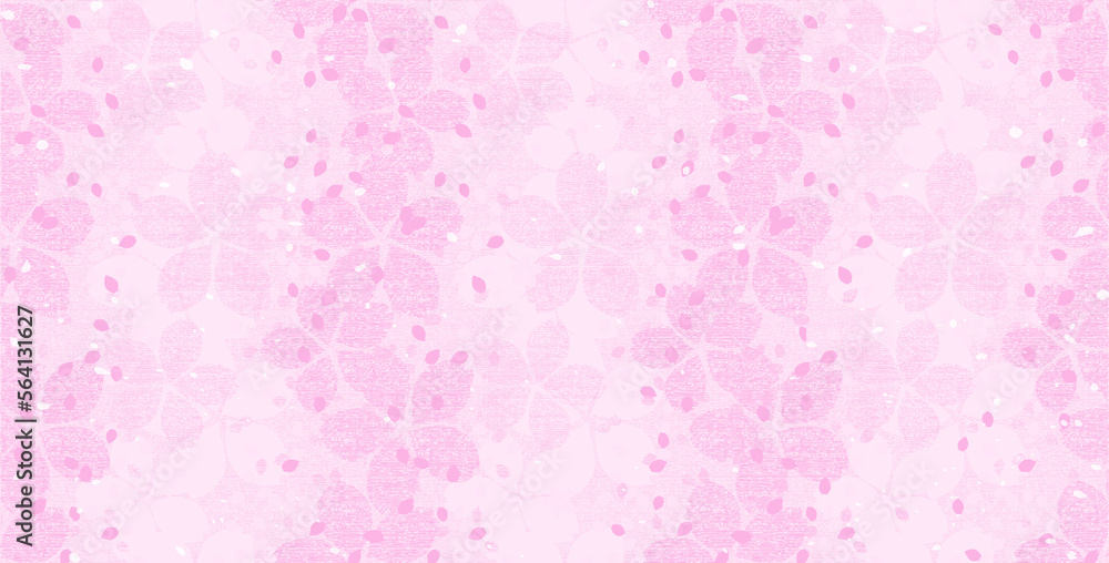 Japanese-style cherry blossom pattern 和風のサクラ柄の背景　淡いピンク色　シームレス　春のイメージ素材