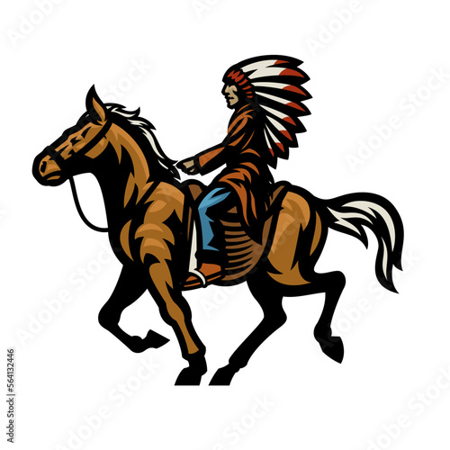 American Indian Chief Warrior Ride the Horse