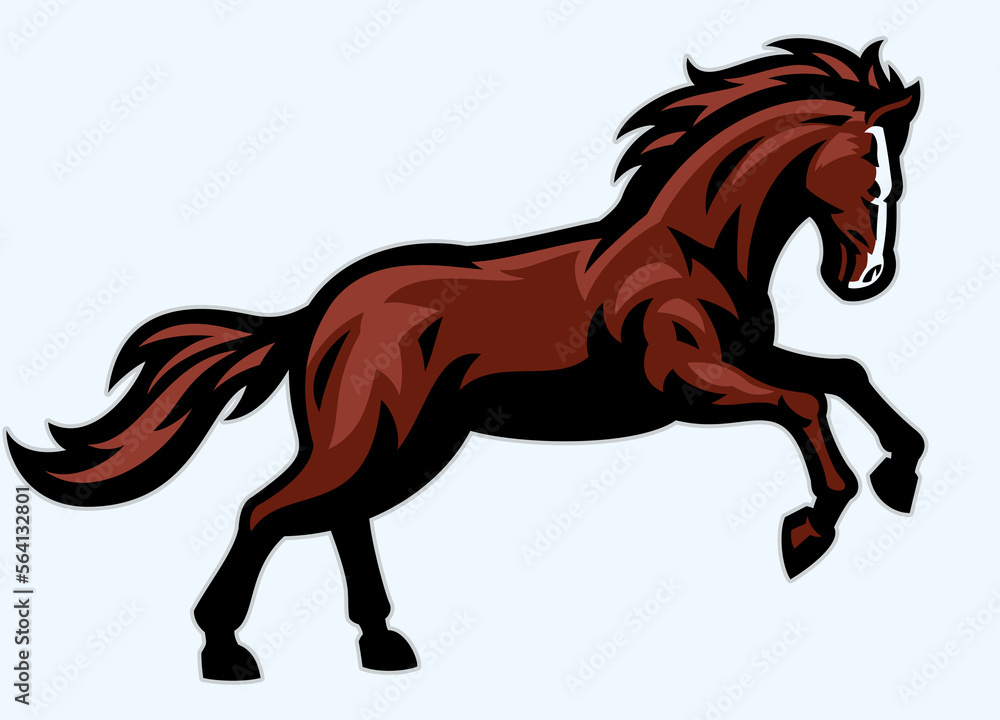 Running Horse Mascot Bold Logo Style Running Horse Mascot Bold Logo Style