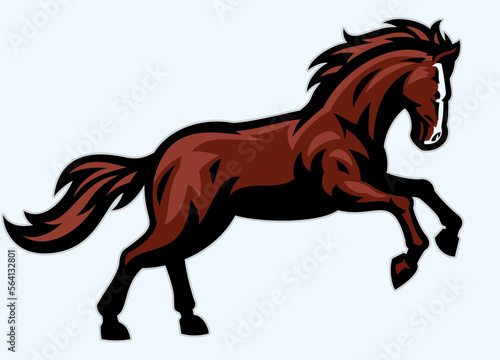 Running Horse Mascot Bold Logo Style