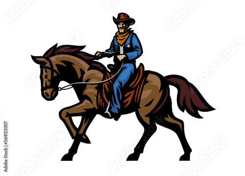 Cowboy Sheriff Riding the Horse © bazzier