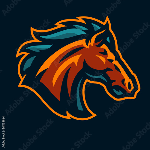 Sport Mascot Logo of Horse Mustang Stable