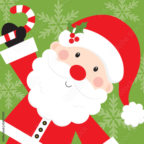 santa claus with candy cane greeting card design