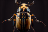 Portrait of a beetle on a black background. generative ai