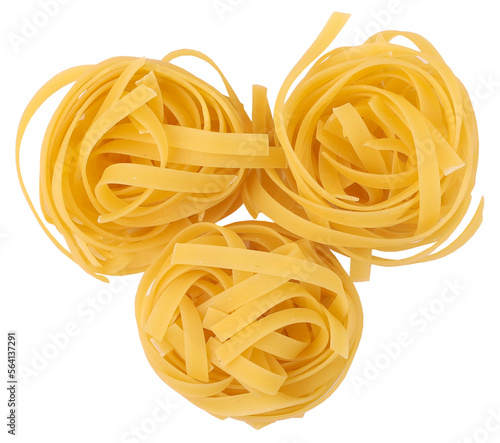 Billede på lærred Raw fettuccine pasta from durum wheat, transparent background