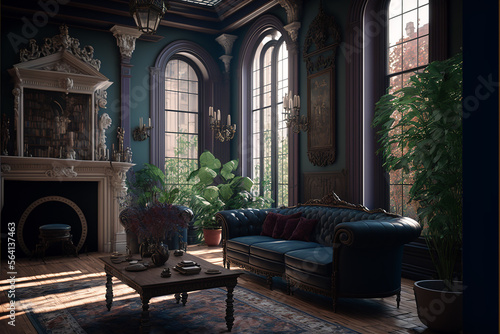 design living room victorian style. Generative AI