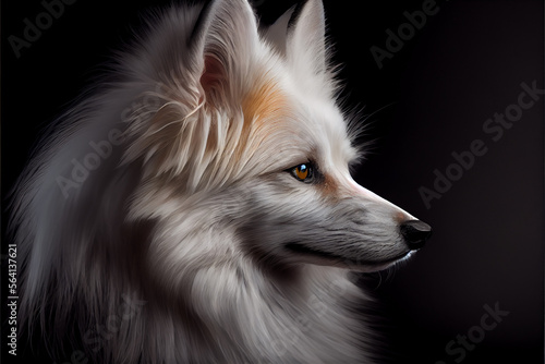 Portrait of canadian marble fox a  on a black background. generative ai