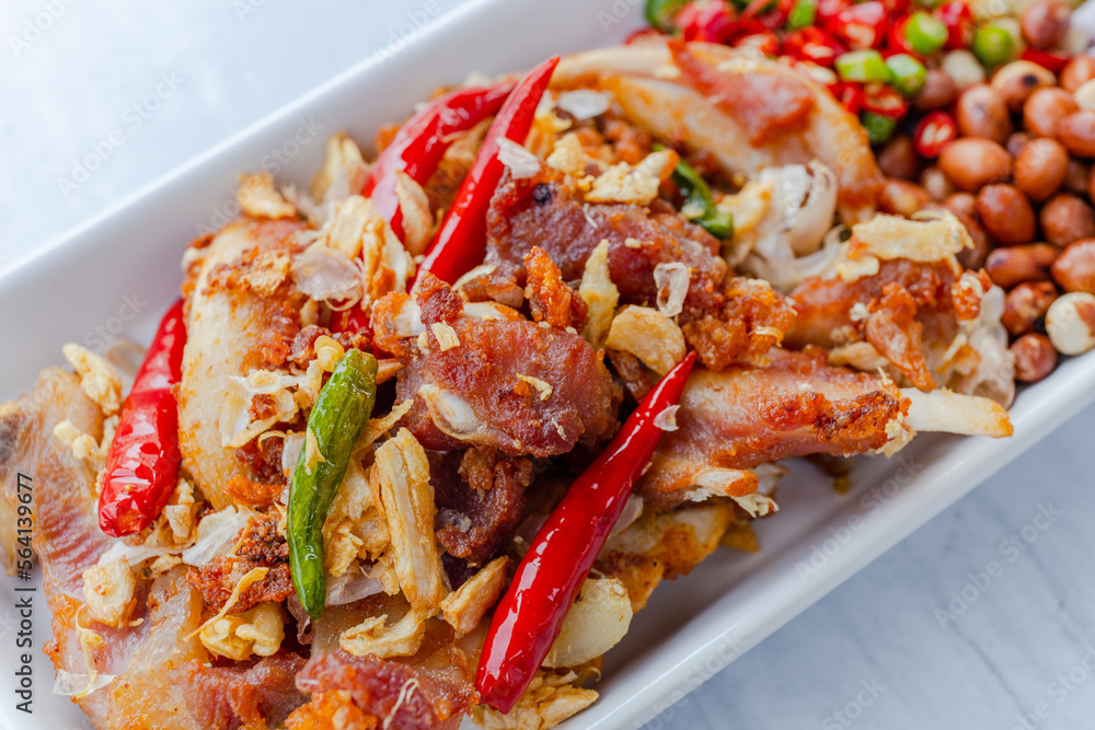 Fried Fermented Pork and Chili with Garlic Fried Fermented Pork and Chili with Garlic
