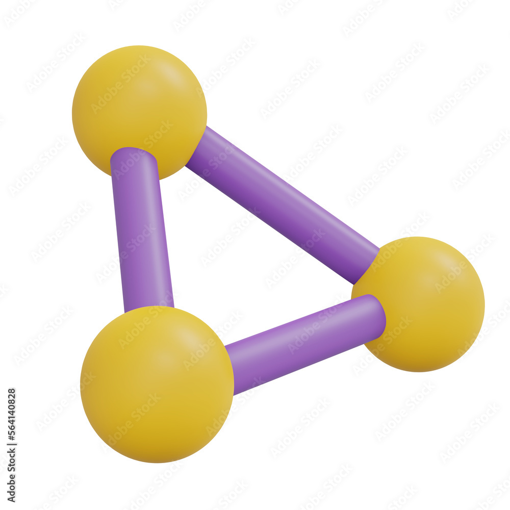 Molecule icon cartoon style 3D render Molecule icon cartoon style 3D render