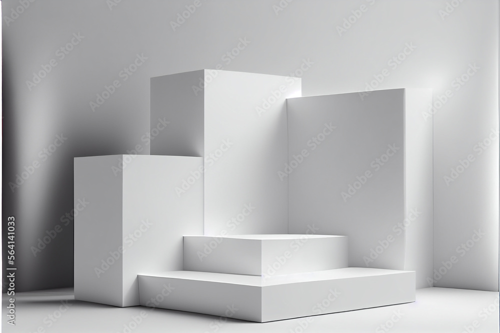 Empty white Podium for advertising and mock-up for your commercial. generative ai Empty white Podium for advertising and mock-up for your commercial. generative ai
