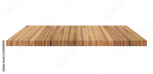Wooden shelf on isolated white background with space