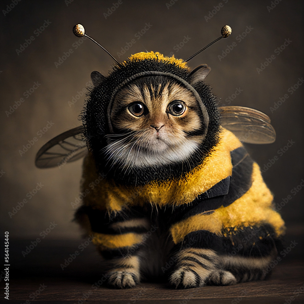 Cute Chunky Cat in a Bee Costume Stock Illustration Adobe Stock