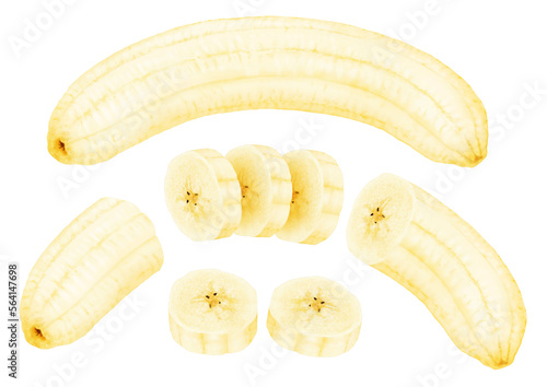 皮を剥いたバナナ 1本とカット