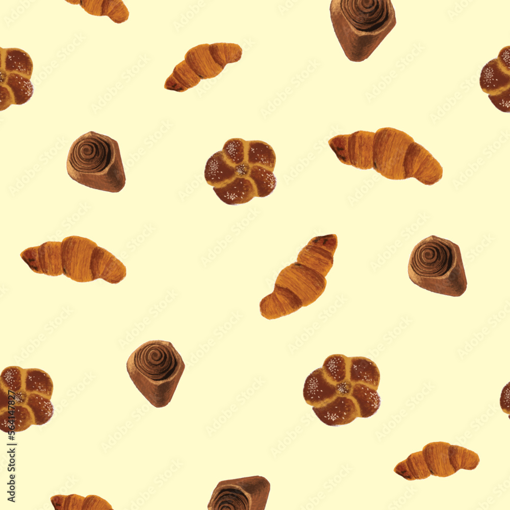 classic bakery seamless pattern free vector