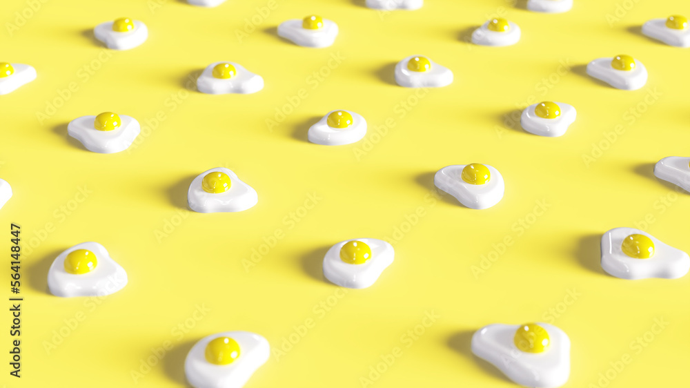 Fototapeta premium Glossy 3D candy pattern with egg fry motif (4)