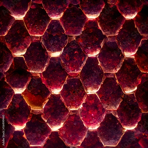 Fotografie, Obraz seamless pentagonal tile pattern made of rubies glowing gold computer circuits c