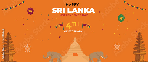 Happy Independence Day of Srilanka Horizontal banner vector illustration