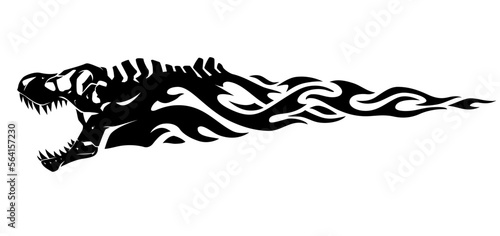 Flaming Rex Skull  Abstract  Illustration