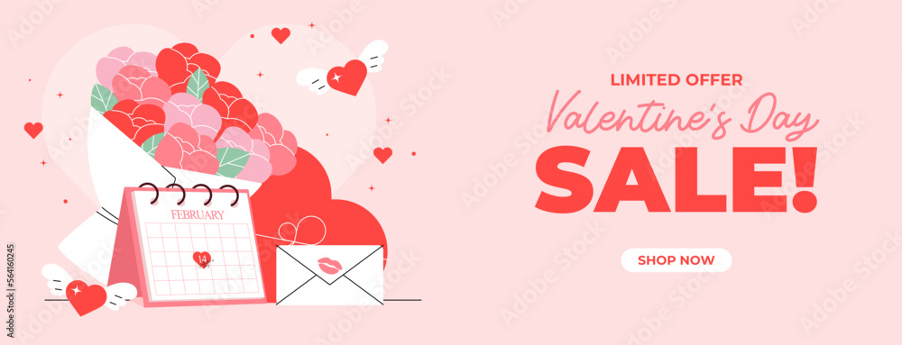 vector valentines day discount sale horizontal banner design vector valentines day discount sale horizontal banner design