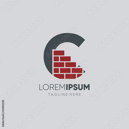 Letter C Brick Logo Design Vector Icon Graphic Emblem Illustration
