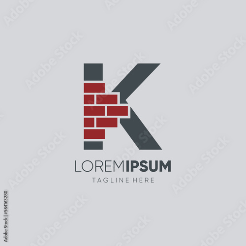 Letter K Brick Logo Design Vector Icon Graphic Emblem Illustration