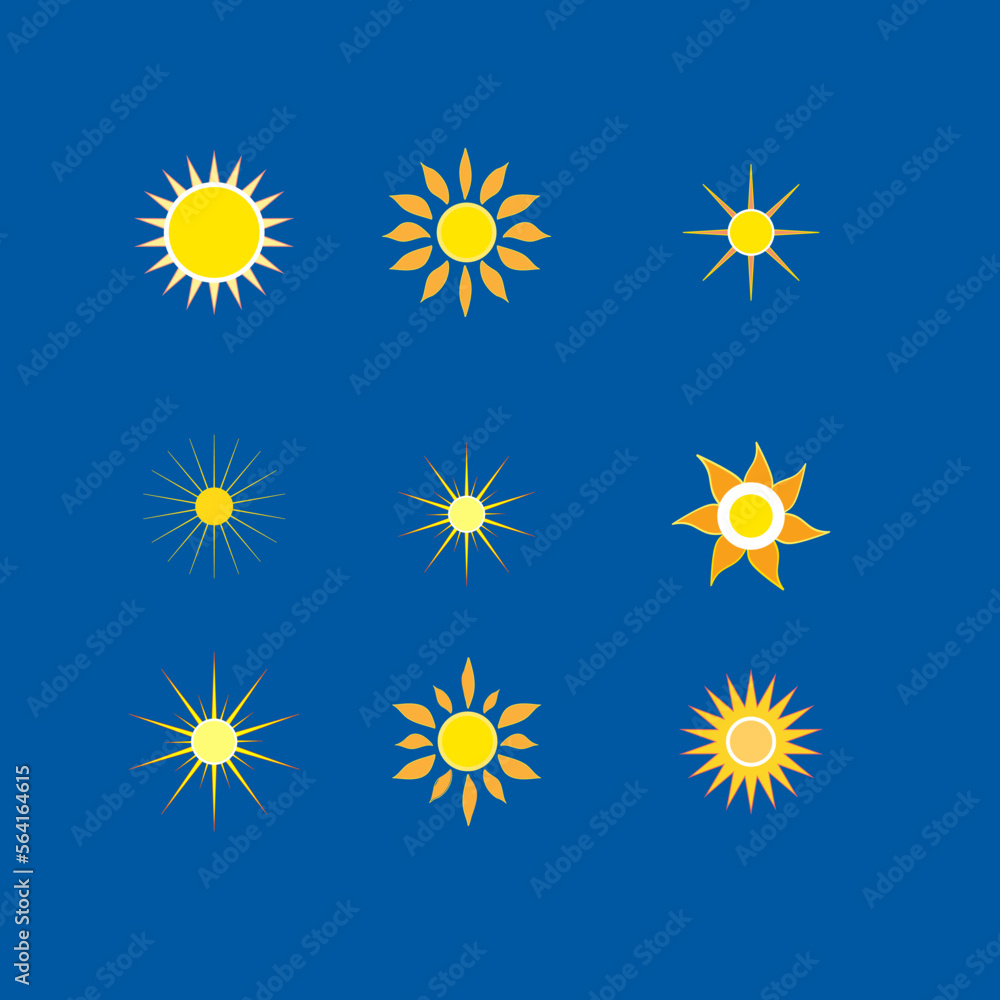 The set sun sign on blue background The set sun sign on blue background