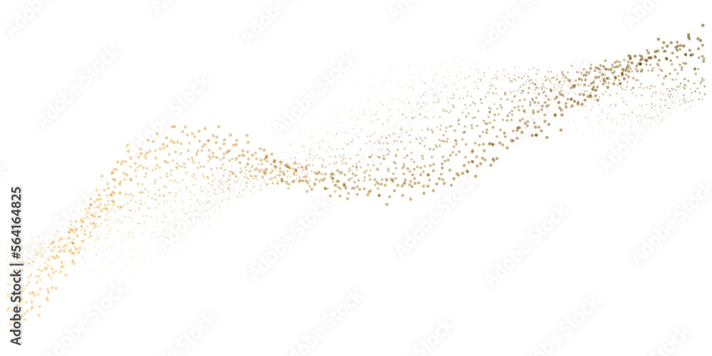 Abstract dots particles flowing wavy gold gradient isolated on transparent background for design elements in concept of luxury, technology, energy, science, music. - obrazy, fototapety, plakaty 