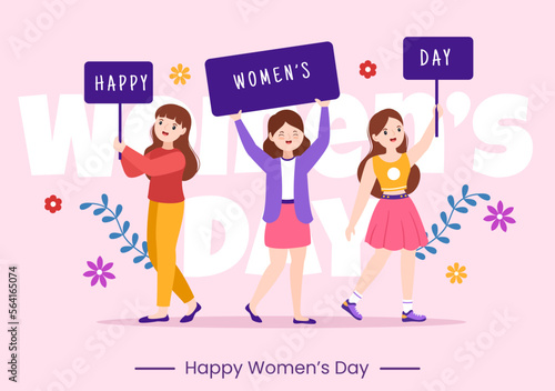 International Women's Day on March 8 Illustration to Celebrate the Achievements of Women in Flat Cartoon Hand Drawn Landing Page Templates