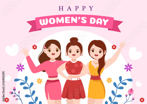 International Women's Day on March 8 Illustration to Celebrate the Achievements of Women in Flat Cartoon Hand Drawn Landing Page Templates